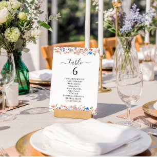 Numéro de table de mariage de fleurs sauvages fant