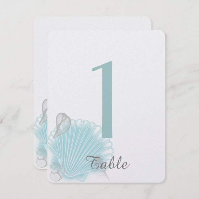 Numéro de table de mariage de la plage Coquillage  (Devant / Derrière)