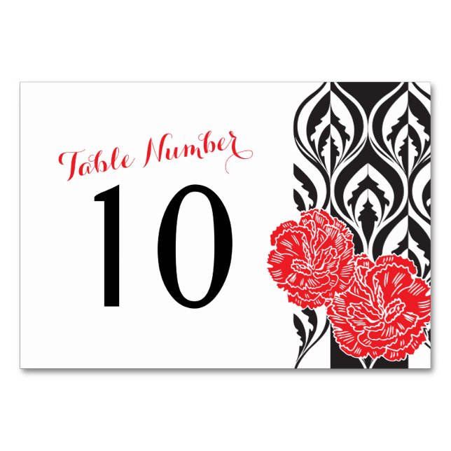Numéro de table de mariage de luxe rouge carnation (Dos)