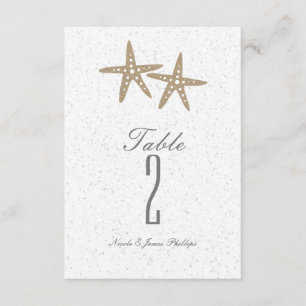 Numéro de table de mariage de plage à deux étoiles