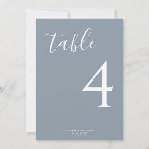 Numéro de table de Mariage de script bleu poussiér