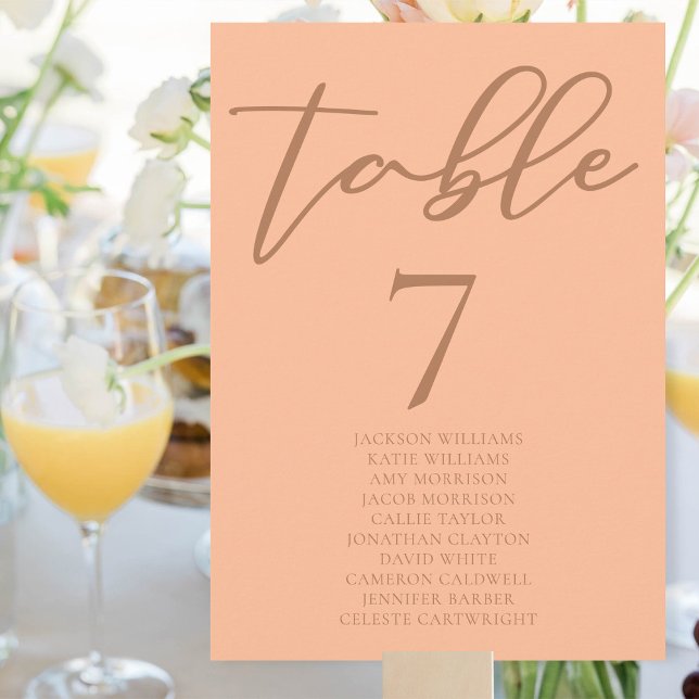 Numéro de table de mariage d'été à la pêche douce  (Créateur téléchargé)