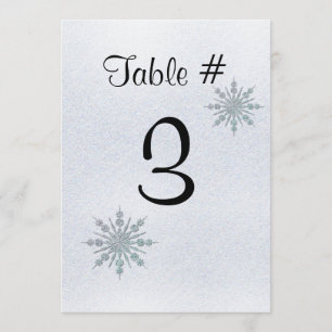 Numéro de table de mariage d'hiver en flocons de n