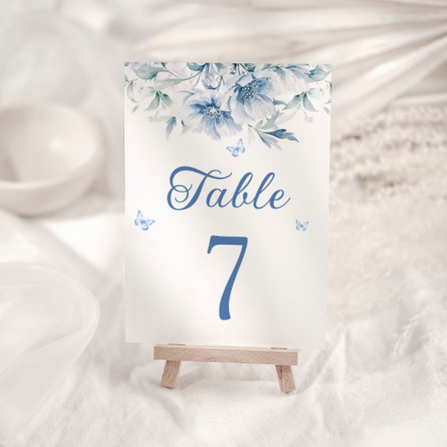 Numéro de table de mariage élégant bleu poussiéreu (Créateur téléchargé)