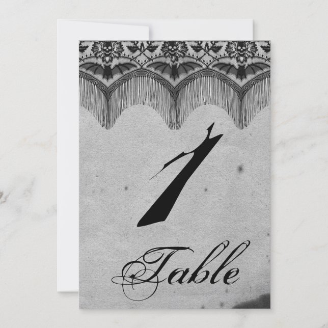 Numéro de table de mariage élégant en dentelle got (Devant)
