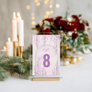 Numéro de table de mariage élégant en rose tendre