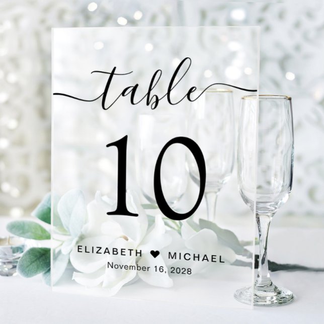 Numéro de table de mariage élégant en script givré (Créateur téléchargé)
