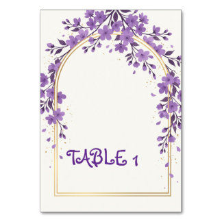 Numéro de table de mariage élégant et aquarelle