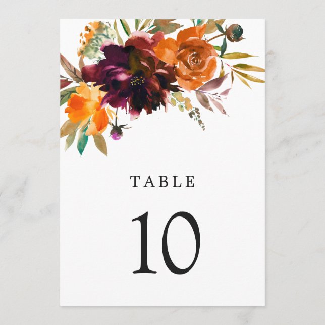 Numéro de table de mariage élégant et rustique d'a (Dos)