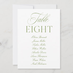 Numéro de table de mariage élégant vert sauge et b