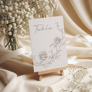 Numéro de table de mariage élégant vintage sépia
