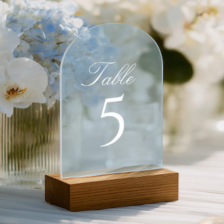 Numéro de table de mariage en acrylique bleu clair