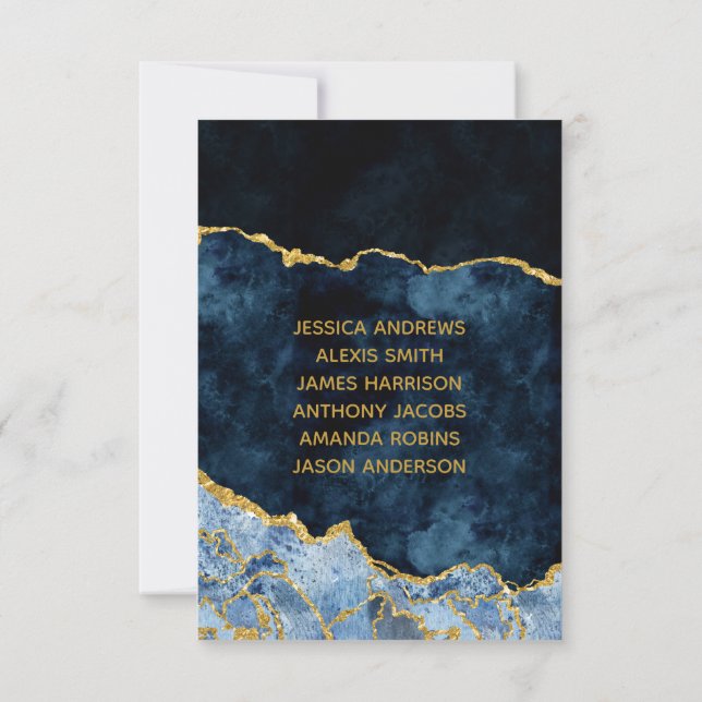 Numéro de table de mariage en agate marbrée bleu m (Dos)