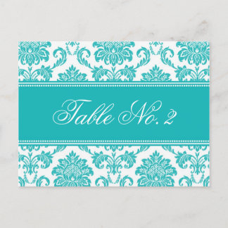 Numéro de table de mariage en Damas sarcelle