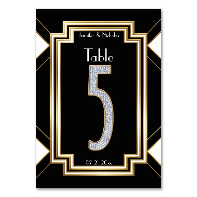 Numéro de table de mariage en diamant Art Déco Gla (Par défaut)