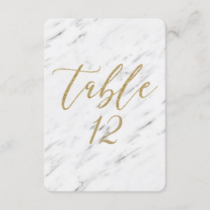 Numéro de table de mariage en marbre blanc et or é