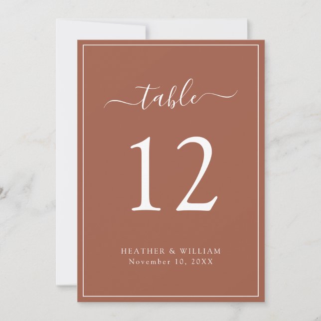 Numéro de table de mariage en terracotta (Devant)