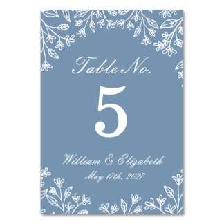 Numéro de table de mariage Fleur sauvage Bleu pous