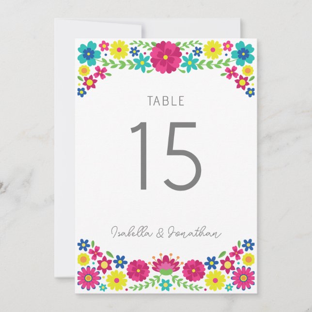 numéro de table de mariage Fleurs Colorées (Devant)