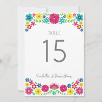 numéro de table de mariage Fleurs Colorées