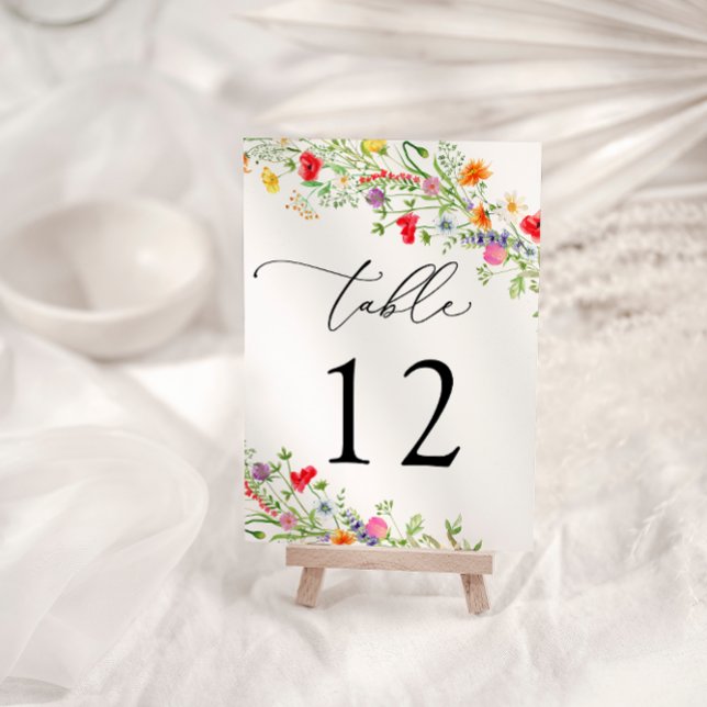 Numéro de table de mariage Fleurs sauvages élégant (Créateur téléchargé)