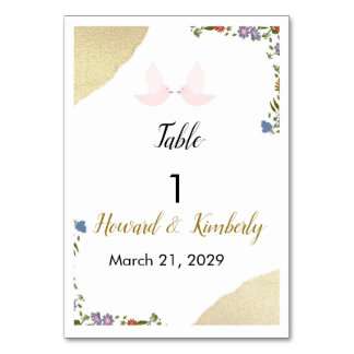 Numéro de table de mariage floral élégant