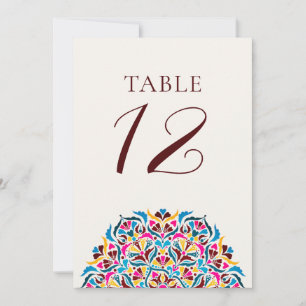 Numéro de table de mariage floral fantaisiste bleu