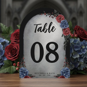 Numéro de table de mariage floral gothique en pier