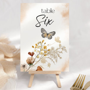 Numéro de table de mariage floral miniature botani