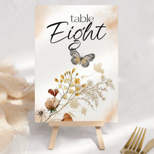 Numéro de table de mariage floral miniature botani