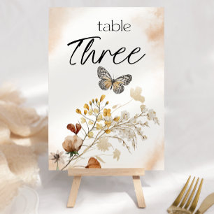 Numéro de table de mariage floral miniature botani