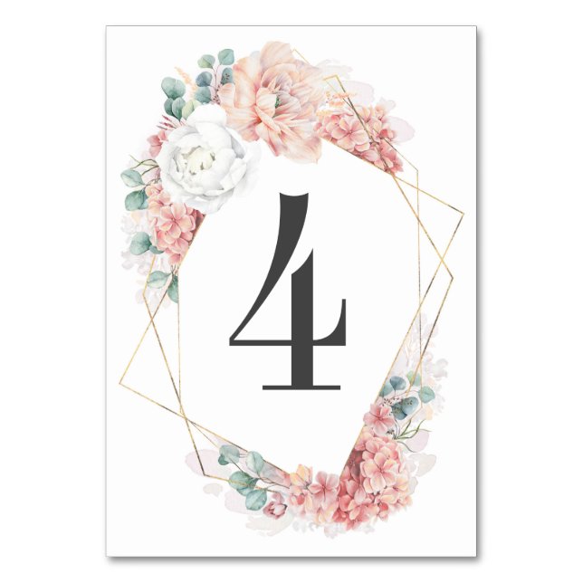 Numéro de table de mariage floral Rose Poussiéreus (Par défaut)