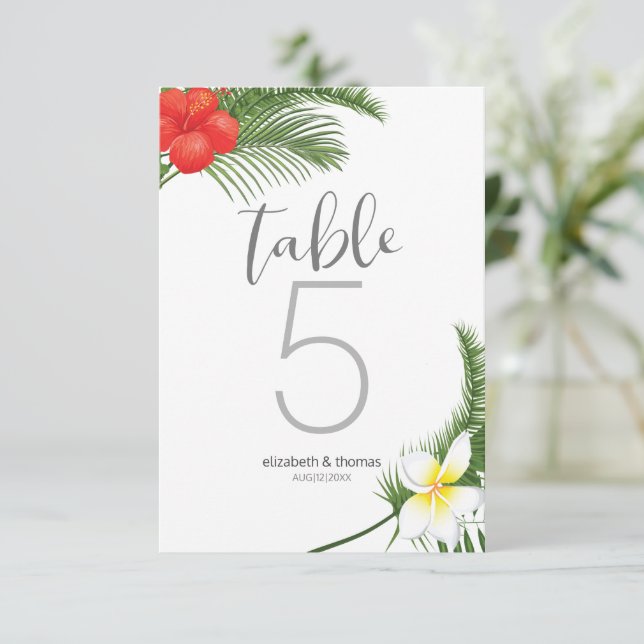 Numéro de table de mariage floral tropical ID475 (Debout devant)