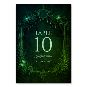 Numéro de table de mariage gothique émeraude éléga