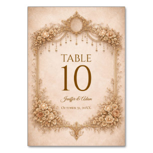 Numéro de table de mariage gothique ivoire élégant