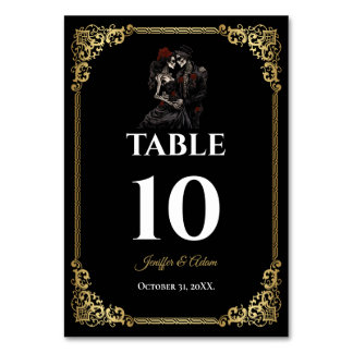 Numéro de table de mariage Halloween gothique fonc