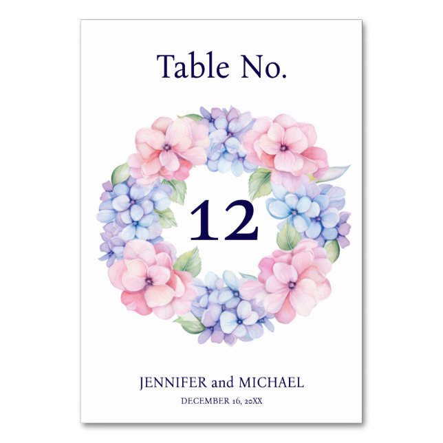 Numéro de table de mariage Hydrangea (Par défaut)