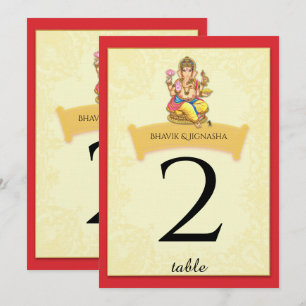 Numéro de table de mariage indien Ganesha