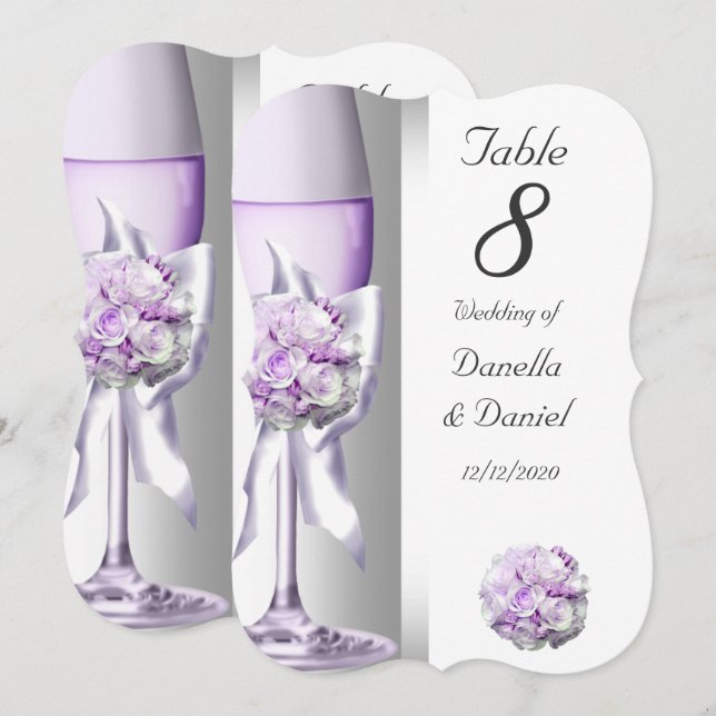 Numéro de table de mariage lilas violet lavande su (Devant / Derrière)