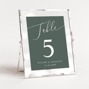 Numéro de table de Mariage minimal vert