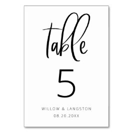 Numéro de table de Mariage minimaliste moderne