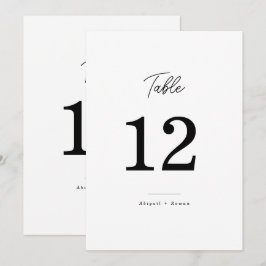 Numéro de table de mariage minimaliste noir et bla