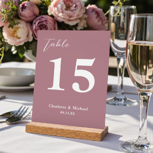 Numéro de table de mariage minimaliste Rose poussi
