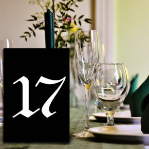 Numéro de table de mariage noir typographie gothiq
