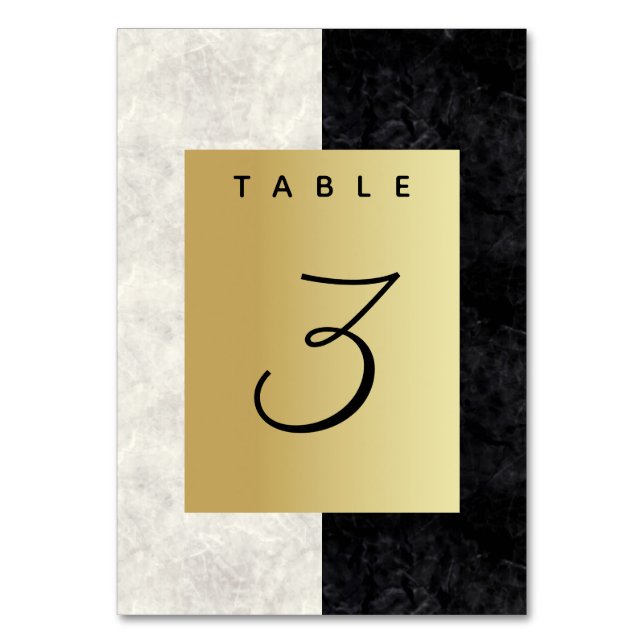 Numéro de table de mariage or noir et blanc (Par défaut)