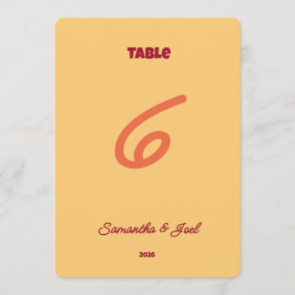 Numéro de table de mariage rétro coucher de soleil
