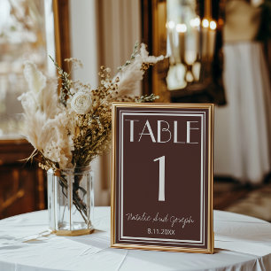 Numéro de table de mariage rétro marron chocolat c