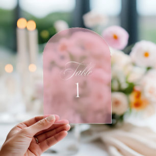 Numéro de table de mariage rose en acrylique Arch