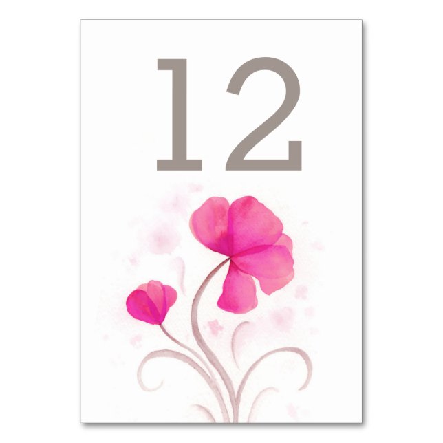Numéro de table de mariage rose fleur sauvage aqua (Dos)