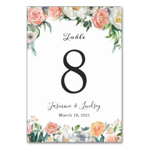 Numéro de table de mariage Rose Pivoine Rouge